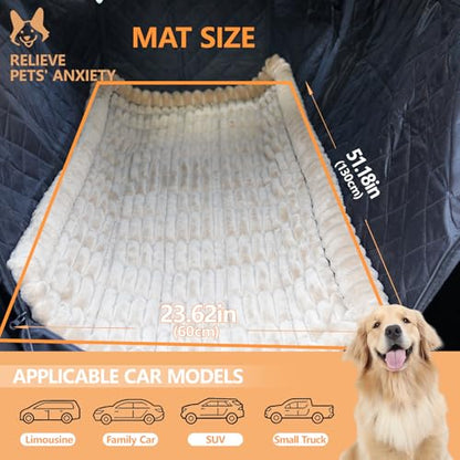 Dog Car Seat Cover 2 Piece Seat Waterproof Hammock and Brown Cover,Scratch Proof Nonslip Back Seat Pet Bed Mat for Travel Durable Soft Back Seat Covers for Cars Trucks and SUVs