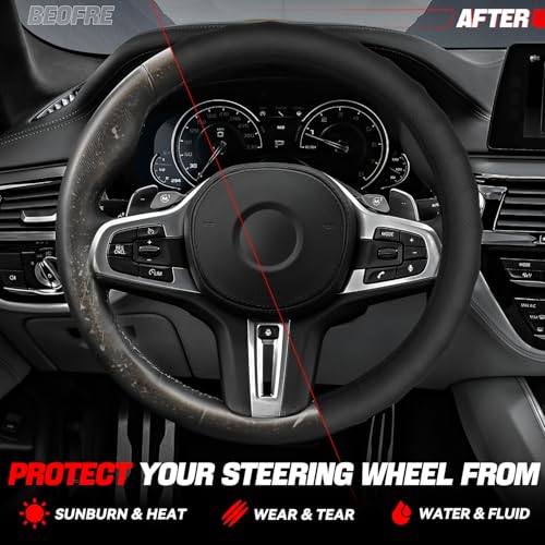 Auto Dynasty Steering Wheel Cover, Breathable Microfiber Leather Car Steering Wheel Protector with 3D Textured, Non-Slip Grip, [14 1/2 to 15 Inches] Universal Fit Cars Trucks SUVs - color: 3D Texture B