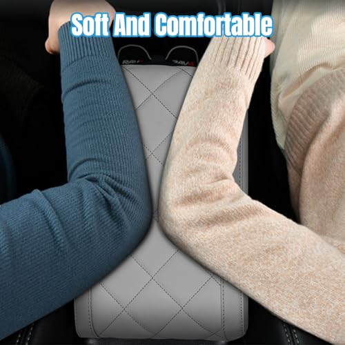 Hovom Car Center Console Armrest Pillow, 12.6"×7.87"×1.97" Leather Arm Rest Cover for Cars, Soft Comfortable Auto Armrest Cushion Pad, Vehicle Middle Console Cover, Car Accessories (Gray) - color: Gray