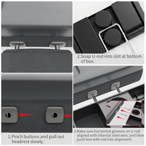 Front Center Seat Headrest Organizer Compatible with 2011-2026 Ford F150 F250 F350 F450 F550 F650 Cup Holder Coin Container Storage Box with Silicone Pads Accessories (Jump Seat Console Only)