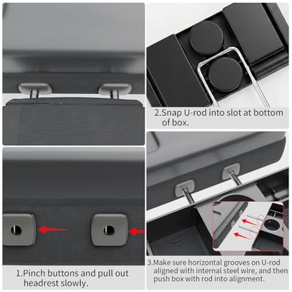 Front Center Seat Headrest Organizer Compatible with 2011-2026 Ford F150 F250 F350 F450 F550 F650 Cup Holder Coin Container Storage Box with Silicone Pads Accessories (Jump Seat Console Only)