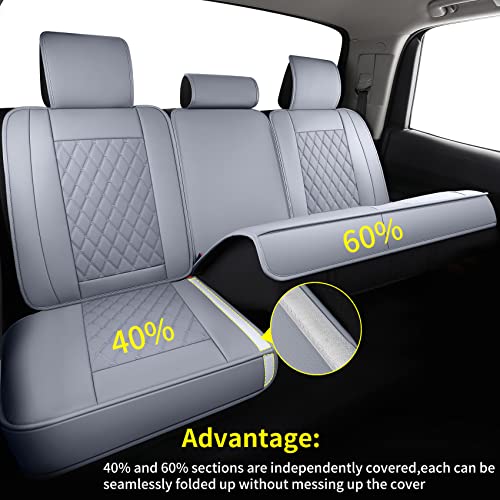 LUCKYMAN CLUB 2007-2021 Tundra Pickup Trucks Car Seat Covers X05-T3 Full Set, Fit SR5 SR Platinum TRD PRO Trims Crew/Crewmax/Extended/Double Cab with Water Proof Faux Leather (Gray Full Set) - color: Gray, size: 2007-2021 Full Set