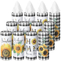 12 Pack Sunflower Tissue Boxes for Car Cylinder Bulk Black White Plaid Flower Round Cylinder Holder with 3 Ply Facial Tissues for Spring Summer Travel Bathroom Office Decoration - style: Sunflower