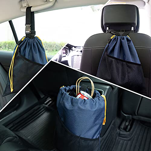 2PCS Car Garbage Can, Hanging Car Trash Bag with Waterproof Leakproof Lining - color: Blue