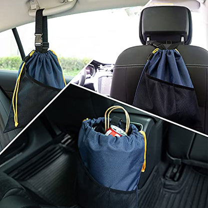 2PCS Car Garbage Can, Hanging Car Trash Bag with Waterproof Leakproof Lining - color: Blue