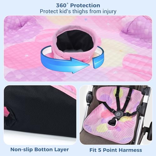 COOLBEBE Piddle Pads Car Seat Protector for Potty Training, 2 Pack Dry Waterproof Car Seat Liner Toilet Training & Strap Covers for Baby Toddler Kid, Car Seat Pad Cover for Strollers, Carseat (Pink)