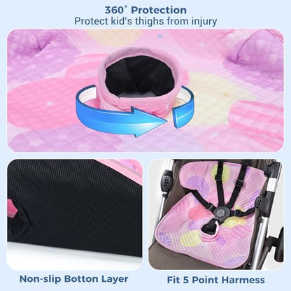COOLBEBE Piddle Pads Car Seat Protector for Potty Training, 2 Pack Dry Waterproof Car Seat Liner Toilet Training & Strap Covers for Baby Toddler Kid, Car Seat Pad Cover for Strollers, Carseat (Pink)