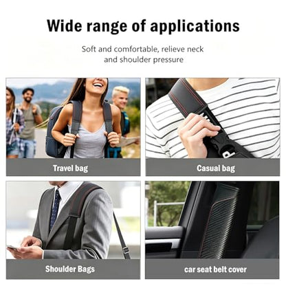 Carbon Fiber PU Leather Seat Belt Covers - 2Pcs, Black with Red Stitching Sporty Seat Belt Pads, Universal Fit - color: yd-black
