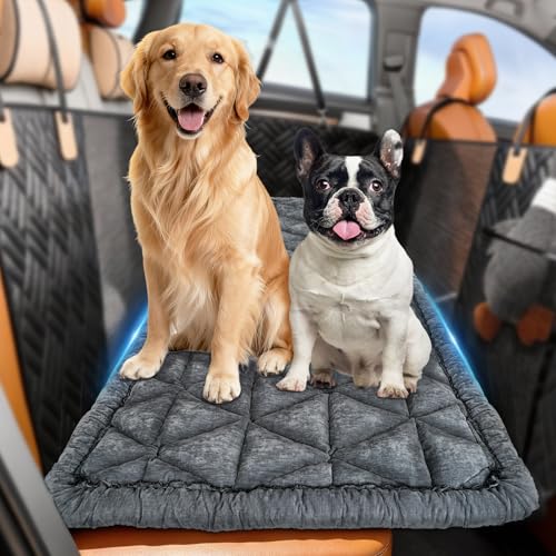 Backseat Pet Bed Mat, Non-Slip Dog Seat Cover with Scratch-Resistant Padding, Dog Bed for Cars, Trucks & SUVs, Universal Fit for Backseat Extenders (Gray) - color: Gray