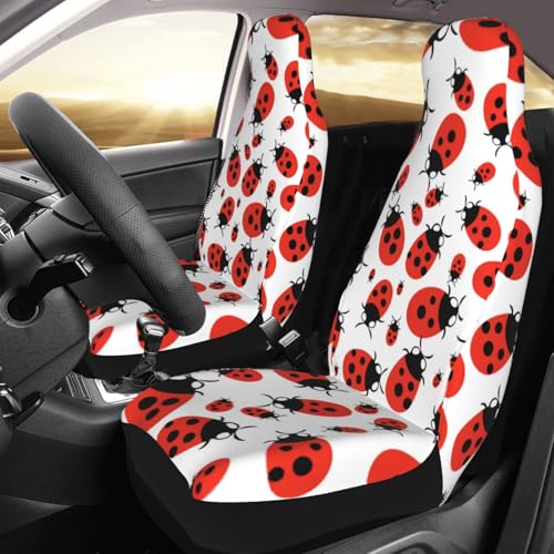 Red Ladybug Front Seat Covers 2 Pack, Vehicle Seat Protector Car Mat Covers, Fit Most Bucket Seats - color: Red Ladybug