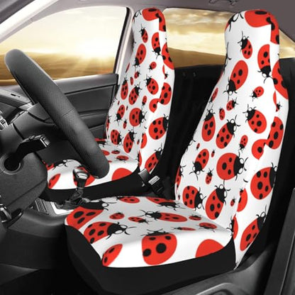 Red Ladybug Front Seat Covers 2 Pack, Vehicle Seat Protector Car Mat Covers, Fit Most Bucket Seats - color: Red Ladybug