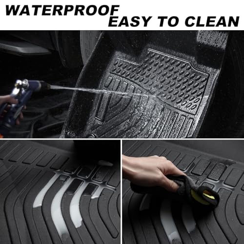Floor Mats Compatible with 2010 2011 2012 2013 2014 2015 2016 2017 Equinox Terrain All-Weather TPE Rubber Floor Liners 2 Row Carpets Black