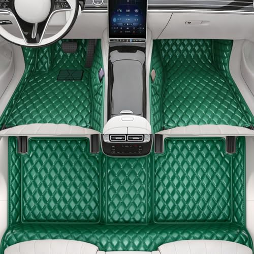 All-Weather car Floor mats, Anti-Slip Leather Floor mats Set, Suitable for 99% of Vehicle Models, Providing Comprehensive Protection for the car Carpet of Your Beloved car. (Green) - color: Green