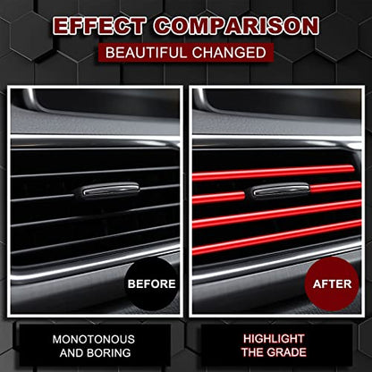 Frienda 28 Pcs Car Interior Accessories Including 20 Pcs Car Air Conditioner Decoration Strip 4 Non Slip Silicone Car Cup Coaster 4 Car Tire Valve Stem Caps for Most Cars SUVs Trucks(Red)
