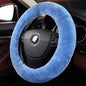 Fuzzy Fluffy Soft Wool Sheepskin Fur Blue car Steering Wheel Cover for Adults Girls Women Men Protector Universal 14 1/2-15 1/2inchs (Sky Blue) - color: Sky Blue