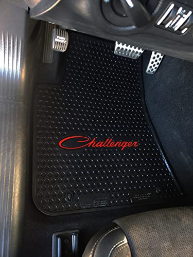 Lloyd Mats Custom-Fit All-Weather Rubber Floor Mats for Dodge Challenger RWD 2011-2023 (2PC - Red Challenger, Black) - size: 2PC - Red Challenger