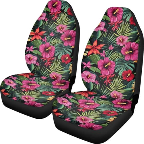 Dreaweet Car Seat Covers for Women Hawaiian Flowers Car Accessories Interior 2 Piece Washable Universal Front Seat Covers for Car SUV Trucks Vehicle Seat Cover for Carseat Protection - color: Hawaiian Flowers