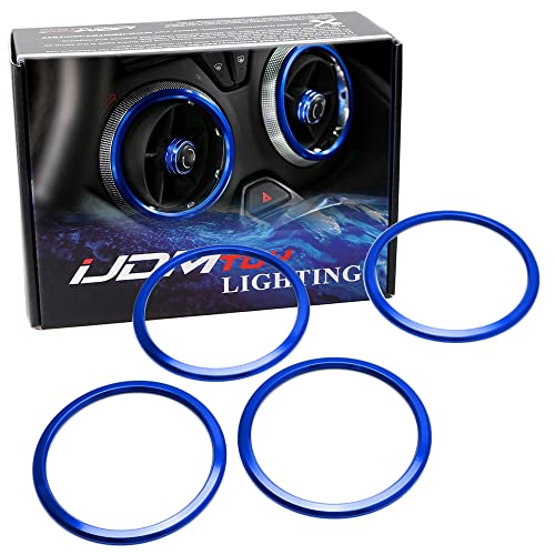 iJDMTOY 4pc Sports Blue Aluminum Air Conditioner Outer Vent Decoration Trim Covers Compatible with Chevrolet 2016-up Gen6 Camaro