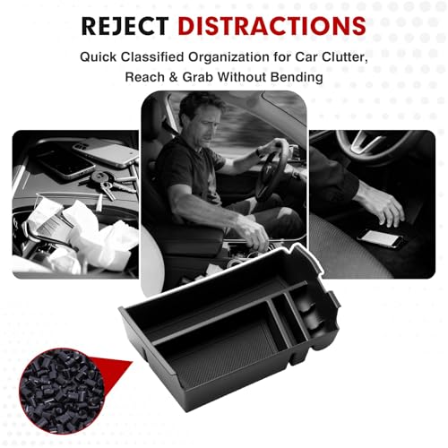 Autorder Center Console Organizer for 2024 2025 2026 Hyundai Sonata Accessories Car Armrest Storage Box Middle Console Tray Container with Non-Slip Silicone Mats - size: 2024-2026 Hyundai Sonata