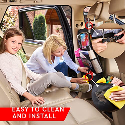 Backseat Car Organizer, Kick Mats Back Seat Protector with Touch Screen Tablet Holder, Back Seat Organizer for Kids with 9 Storage Pockets, Travel Accessories (2 Pack, Ocean Blue)