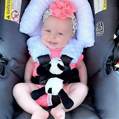 Baby Head Support and Strap Covers - Infant Head Support Pillow Super Soft Head and Neck Pillow for Car Seat Baby Headrest and Carseat Neck Cover,Light Pink