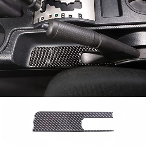 Soft Carbon Fiber Handbrake Panel Trim Cover Compatible with Toyot@ FJ Cruiser 2007-2021, Center Console Emergency Brake Panel Protection Sticker Accessories (Black) - color: Black