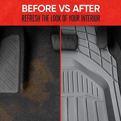 Motor Trend 943-GR FlexTough Defender Car Floor Mats -Next Generation Deep Dish Heavy Duty Contour Liners for Car SUV Truck & Van-All Weather Protection, Trim to Fit Most Vehicles Gray - color: Gray, style: FlexTough NextGen
