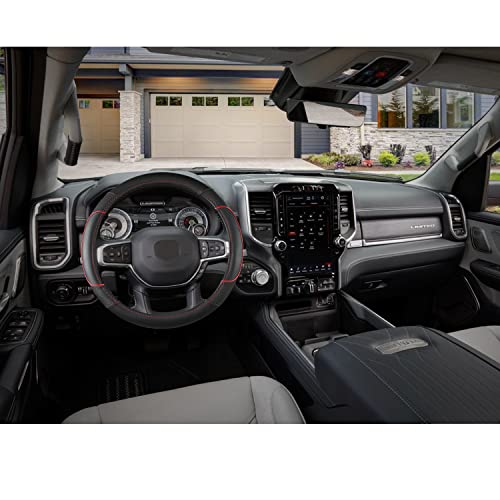 GIANT PANDA Car Steering Wheel Cover for Dodge Ram 1500 2500 3500 15.5-16 inches- Black+Red Trim - color: C-Black+Red Trim