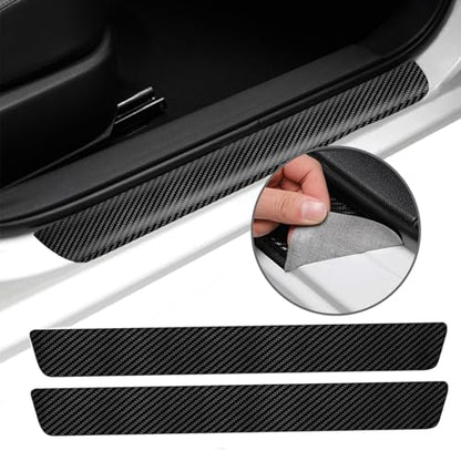 Door Sill Protector, Carbon Fiber Texture Waterproof Scratch Resistant Car Door Protector, Enhances Vehicle Aesthetics, Car Door Sills and Car Trim, Universal Fit for All Vehicle Models (10PCS)