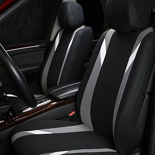 FH Group Premium Modernistic Flat Cloth Car Seat Covers – Universal Fit, Washable Seat Covers for SUV Sedan Van, Gray, Full Set - color: Gray, size: Full Set