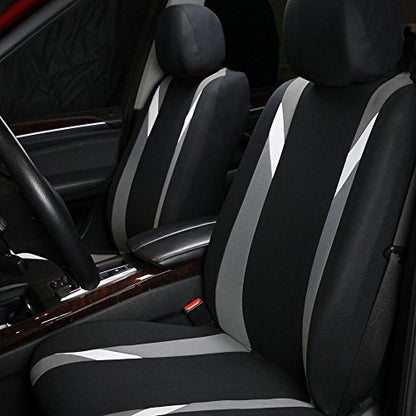 FH Group Premium Modernistic Flat Cloth Car Seat Covers – Universal Fit, Washable Seat Covers for SUV Sedan Van, Gray, Full Set - color: Gray, size: Full Set