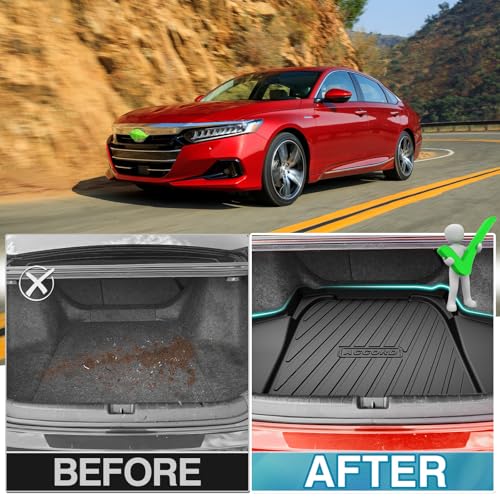 Mixsuper Custom Fit Cargo Liner for Honda Accord 2018-2022 All Models Trunk Liner All Weather Rear Trunk Cargo Mat Black