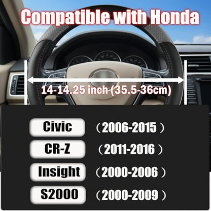 Steering Wheel Cover for Honda Civic(2006-2015),CR-Z, Insight, S2000|Microfiber Leather & Anti-Slip Safety Design | 14-14.25 Inch Custom Fit (Gray-Small Size) - color: C-Black+Gray, size: Small size (14 ''-14.25'')