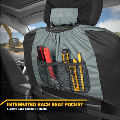 CAT DuraDrive Car Front Seat Cover – (1) pc, Gray Oxford, Heavy Duty Protection, Semi-Universal Fit – Durable Water-Resistant Auto Seat Protector for Truck, SUV, Sedan – Easy Install & Washable - color: Gray 1 Front