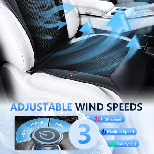 Cooling Car Seat Covers with 8 Turbo Fans Blowing & Suction Ventilated Car Seat Cushion 12V-24V 3-Speed Adjustable Car Seats Cooling Pad Universal Fit for Car SUV Truck Van Summer Driving
