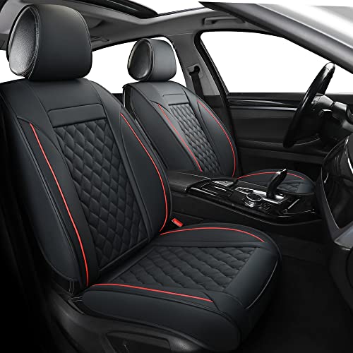 Car Seat Covers Full Set,Universal Fit for Most Cars,SUV,Sedans and Pick-up Trucks,Automotive Vehicle Faux Leather Cushion Covers for 5 Passenger Cars(Full Set,Black/Red) - color: Blackred, size: Full Set