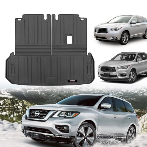 Custom for 2013-2020 Nissan Pathfinder/2013 JX35 /2014-2020 Infiniti QX60 Cargo Mats with Backrest Mats All Weather TPE Accessories (for 13-20 Nissan Pathfinder/13 Infiniti JX35 /14-20 QX60) - color: for 13-20 Pathfinder/13 Infiniti JX35/14-20 QX60