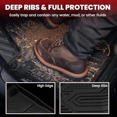 LASFIT Floor Mats for Ram 1500 Quad Cab 2019-2024 Bucket Seat Without 2nd Row Under seat Storage, All Weather TPE Custom Fit Car Mats Floor Liners 1st & 2nd Row, Black（ Not Fit 1500 Classic Model） - style: 2) 1500 | 2019-2024 |Quad Cab Floor Mats