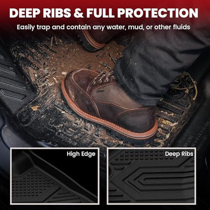 LASFIT Floor Mats for Ram 1500 Quad Cab 2019-2024 Bucket Seat Without 2nd Row Under seat Storage, All Weather TPE Custom Fit Car Mats Floor Liners 1st & 2nd Row, Black（ Not Fit 1500 Classic Model） - style: 2) 1500 | 2019-2024 |Quad Cab Floor Mats