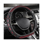 Car Steering Wheel Cover, 15 Inch Leather D-Shaped Comfy Grip Steering Wheel Protector, Anti-Slip Steering Wheel Cover with 3D Honeycomb for Most Vehicles, Car Accessories (Red) - color: D-Shape, Red