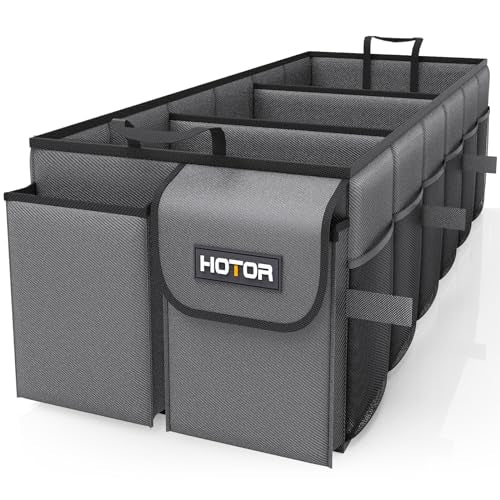 HOTOR Trunk Organizer for Car - Car Organizer, Foldable Trunk organizer for SUVs & Sedans, Sturdy Organization for Car Accessories, Tools, Sundries, Grey, 3 Compartments, 31.9"×12.6"×10.6" - color: Grey, size: X-Large (3 Compartments)