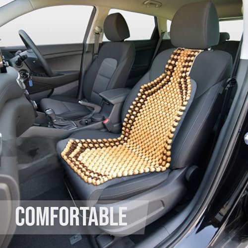 Zento Seat Beads Bead Seat Covers for Cars 2 Pieces of Natural Wooden Beads Back Massage Cushion, Bamboo Seat for Comfort in Your Travel Experience Cover Seats for Cars Beaded Car Seat