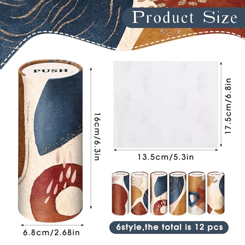 Outus 12 Pcs Boho Car Tissues Cylinder Holder with 3 Ply Facial Tissue Bulk Black White Round Tissue Holder Travel Tissues Boxes Container for Car Cup Wedding Birthday Party - style: Boho 2