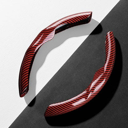 Car Steering Wheel Cover Universal Carbon Fiber 2PCS Segmented Waterproof Steering Covers Comfortable Easy Install All-Season Use(Black)