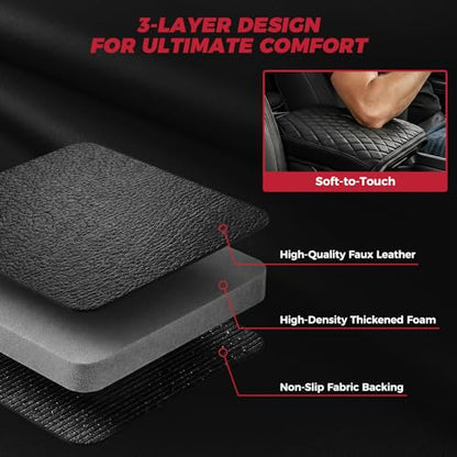 FREESOO Center Console Cover for 2019-2026 Dodge Ram 1500 2500 3500, Armrest Cushion Pad, Waterproof Faux Leather, Easy to Clean, Non-Slip & Anti-Scratch, Bucket Seat Only - size: 2019-2026 Ram Bucket Seat Console