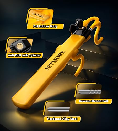 JETMORE Steering Wheel Lock Anti Theft Car Device with Adjustable Design Car Lock in Compatibility Car Wheel Lock with Reinforced Steel Car Anti Theft Device with Tamper-Proof Bolts - color: Yellow