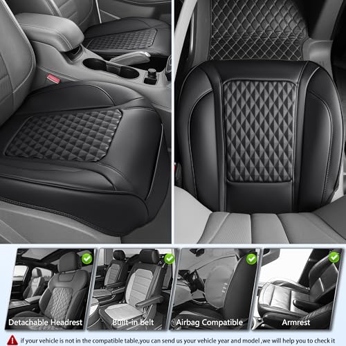 CAR PASS 2 Pack Leather Bottom Car Seat Covers Front Seat Cushion Cover, Anti-Slip and Wrap Around the Bottom, Car Seat Protector Universal Fit for Most Cars, SUVs, and Trucks, 2Pcs Black