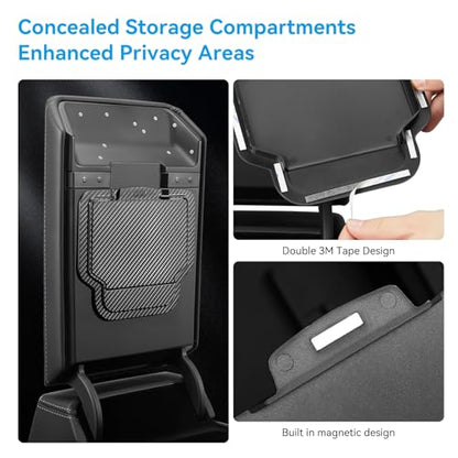Center Console Organizer Tray for Tesla Model Y Juniper 2025-2026 & Model 3 Highland 2024-2026 - Tesla Accessories Storage Double Layer Tray Silicone Non-Slip Surface, Cup Holder & Camera Cover