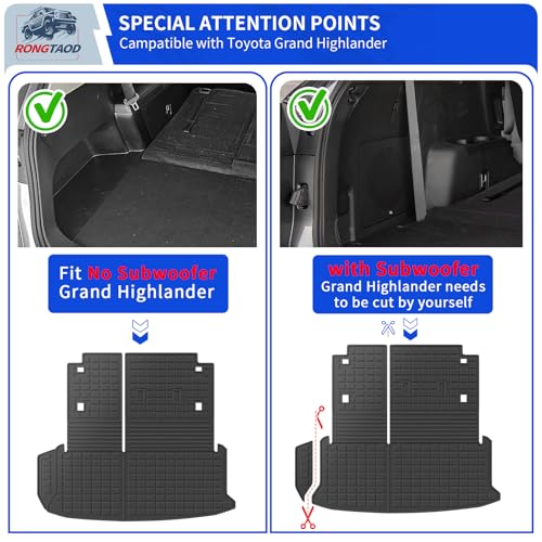 Cargo Mat Compatible with 2024 2025 2026 Toyota Grand Highlander Cargo Liner Trunk Mat TPE All Weather Back Seat Cover Protector Grand Highlander Accessories (Trunk Mat with Backrest Mat) - color: Trunk Mat with Backrest Mat