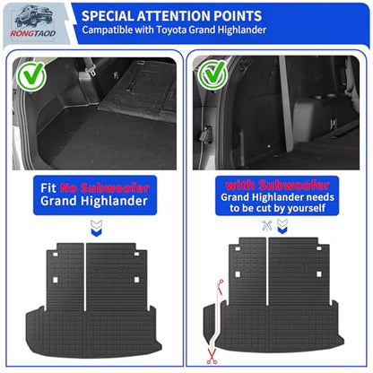 Cargo Mat Compatible with 2024 2025 2026 Toyota Grand Highlander Cargo Liner Trunk Mat TPE All Weather Back Seat Cover Protector Grand Highlander Accessories (Trunk Mat with Backrest Mat) - color: Trunk Mat with Backrest Mat